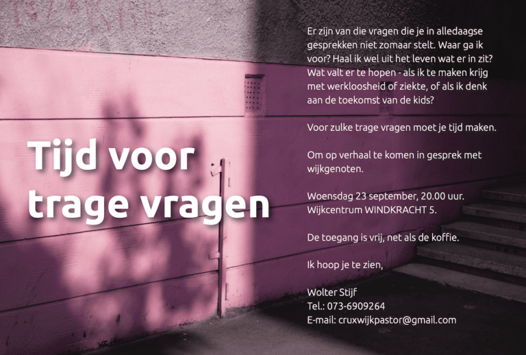 Tijd voor trage vragen - CRUX De Groote Wielen